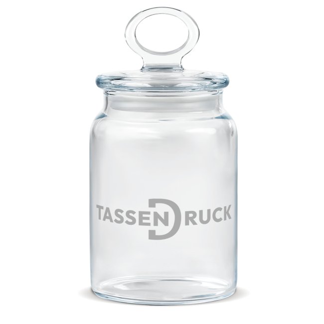 Personalisierte Vorratsdose aus Glas mit Gravur - mit Text selbst gestalten - Verschiedene Gr&ouml;&szlig;en