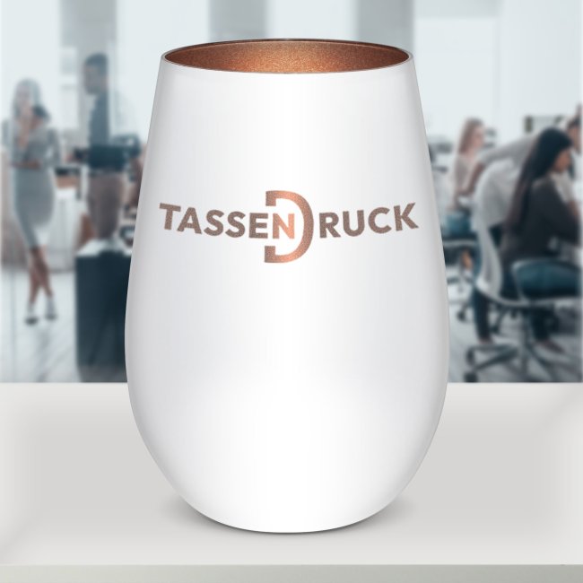 Zweifarbiges Windlicht mit Gravur in Matt-Wei&szlig; - 3 verschiedene Innent&ouml;ne