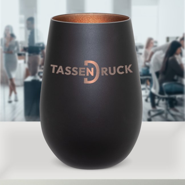 Zweifarbiges Windlicht mit Gravur in Matt-Schwarz - 3 verschiedene Innent&ouml;ne