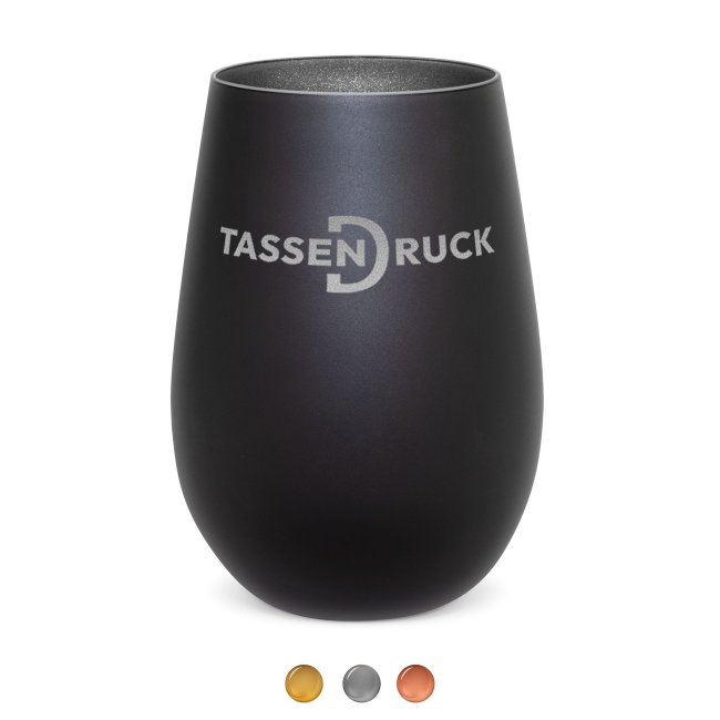 Zweifarbiges Windlicht mit Gravur in Matt-Schwarz - 3 verschiedene Innent&ouml;ne