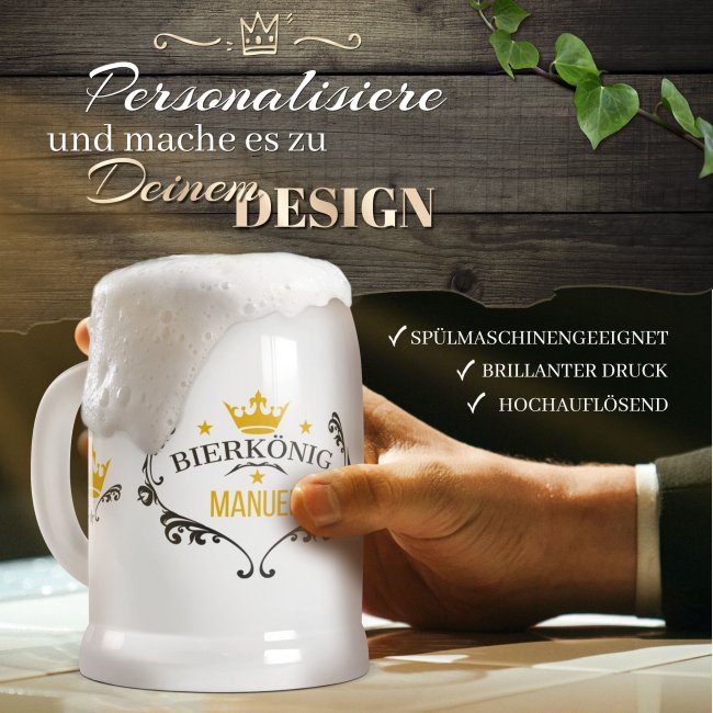 Personalisierter Bierkrug - Bierk&ouml;nig - mit Name gestalten - Keramik