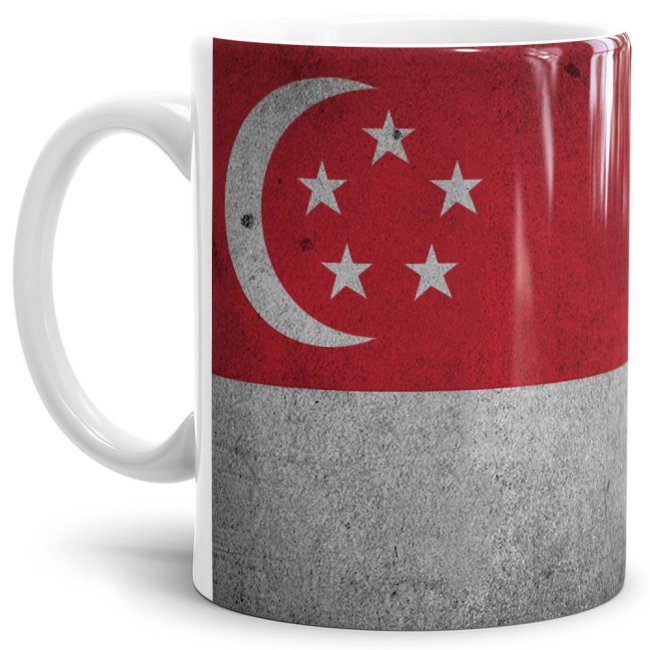 Tasse Singapore Flagge Retro