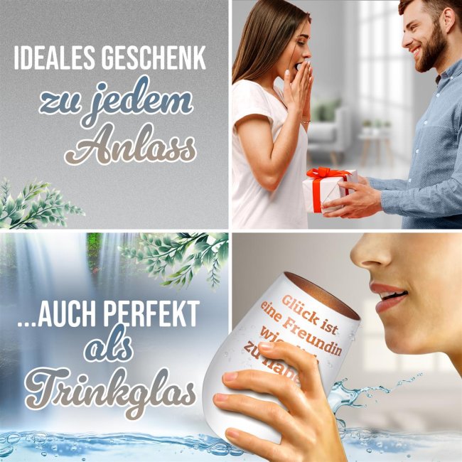 Wei&szlig;es Windlicht mit Gravur - mit 5 Zeilen Text selbst gestalten - inkl. Teelicht - Innen Bronze