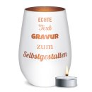Wei&amp;szlig;es Windlicht mit Gravur - mit 5 Zeilen...