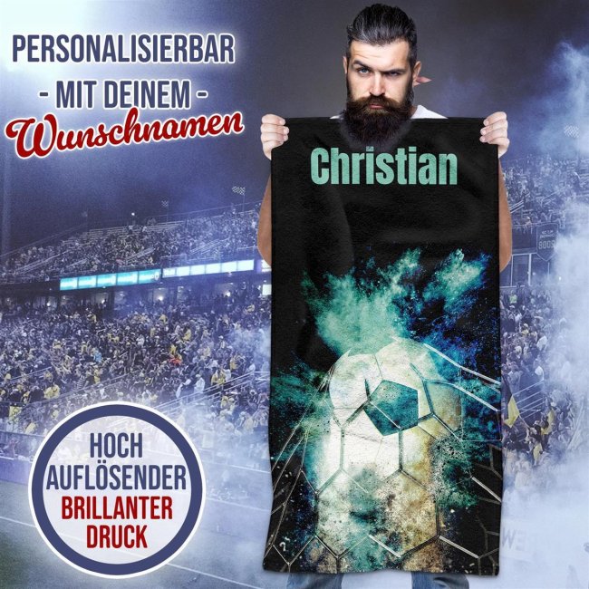 Personalisiertes Handtuch f&uuml;r Fu&szlig;ballspieler und Fans - 2 Gr&ouml;&szlig;en
