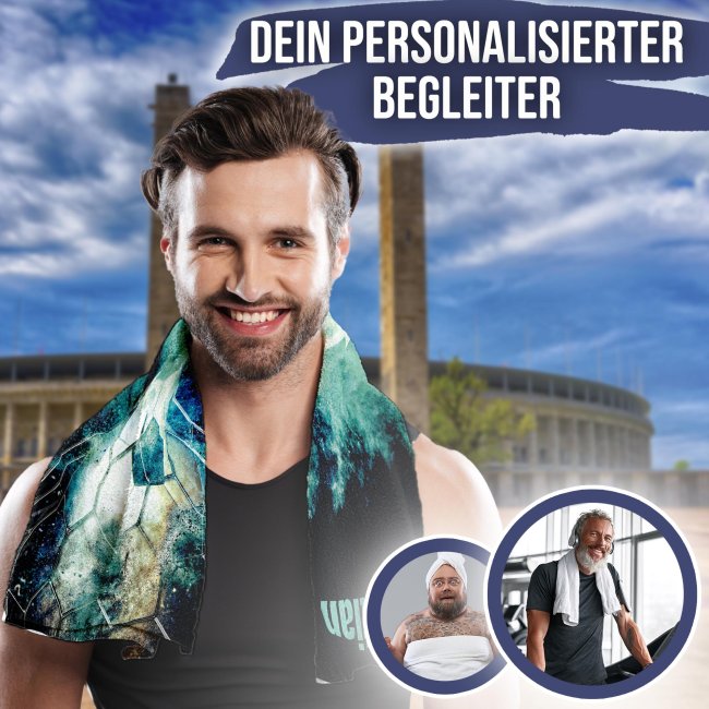 Personalisiertes Handtuch f&uuml;r Fu&szlig;ballspieler und Fans - 2 Gr&ouml;&szlig;en
