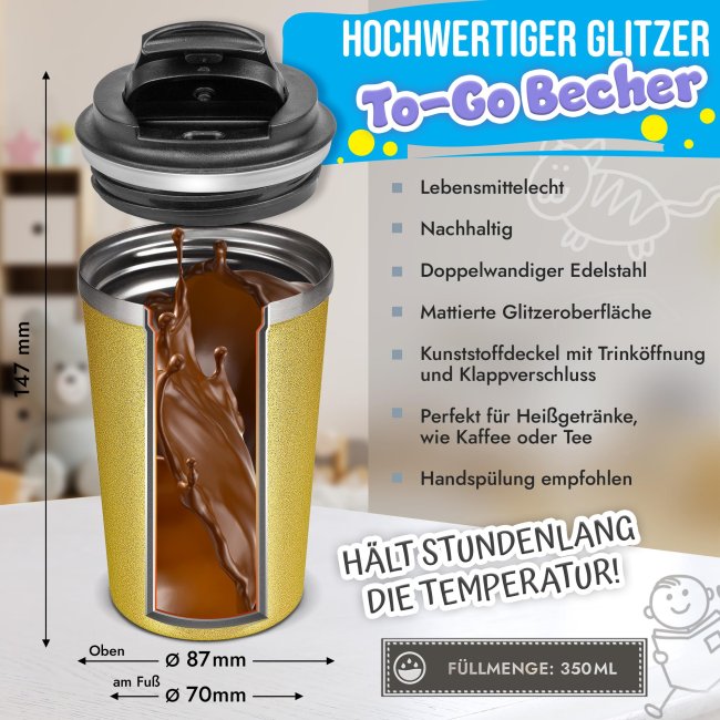 To Go Edelstahlbecher Glitzer - Hinter jedem Kind steht ein Erzieher