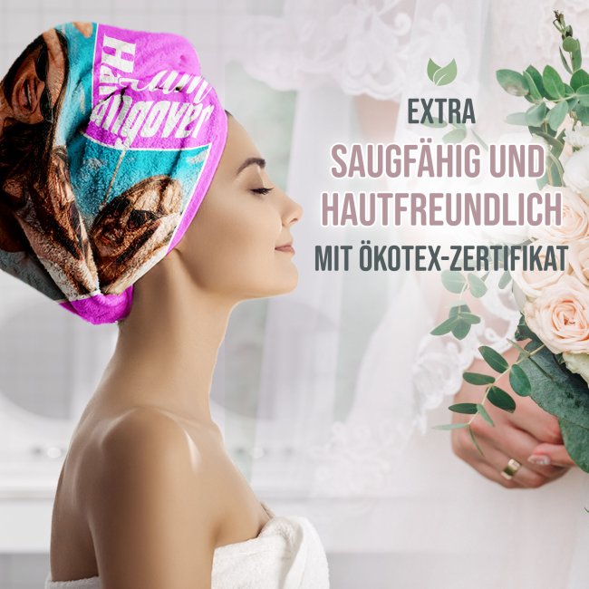 Handtuch zum Junggesellenabschied - Team Hangover - mit Foto bedrucken - 2 Gr&ouml;&szlig;en