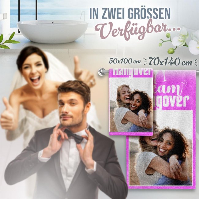 Handtuch zum Junggesellenabschied - Team Hangover - mit Foto bedrucken - 140 x 70 cm