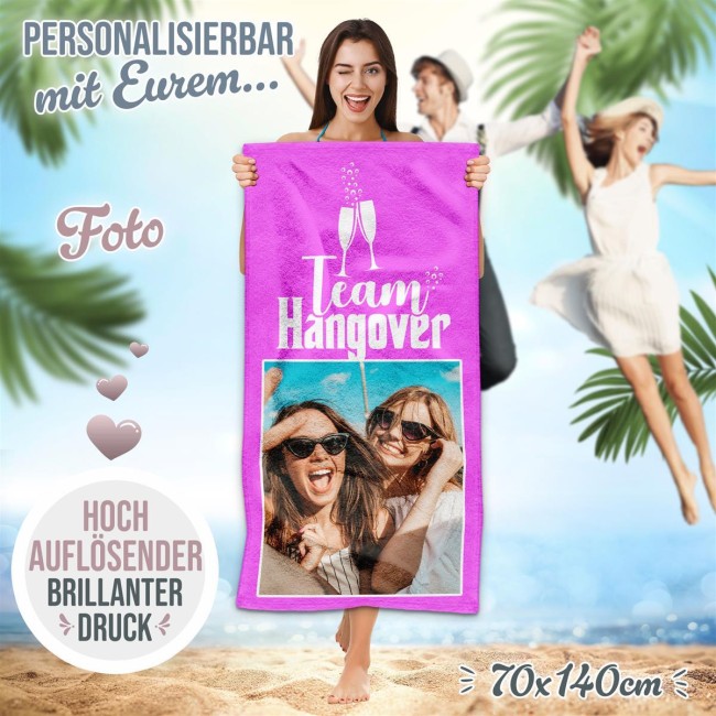 Handtuch zum Junggesellenabschied - Team Hangover - mit Foto bedrucken - 140 x 70 cm