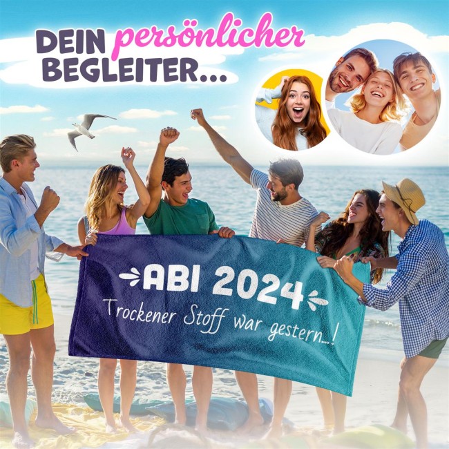 Handtuch - ABI-Trockener Stoff war gestern - blau - mit Jahr - 140 x 70 cm