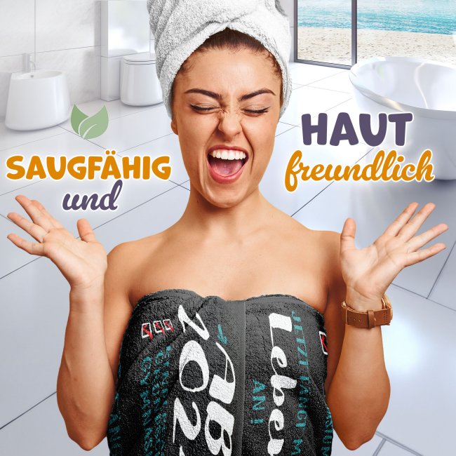 Handtuch - ABI Geschafft, jetzt f&auml;ngt das Leben an - mit Jahr - in zwei Gr&ouml;&szlig;en