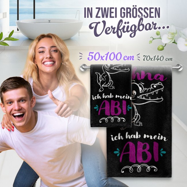 Handtuch mit Spruch - Schni Schna-ich hab mein ABI - pink - in zwei Gr&ouml;&szlig;en