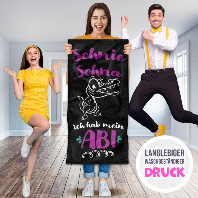 Handtuch mit Spruch - Schni Schna-ich hab mein ABI - pink - in zwei Gr&ouml;&szlig;en