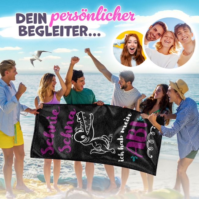 Handtuch mit Spruch - Schni Schna-ich hab mein ABI - pink - in zwei Gr&ouml;&szlig;en