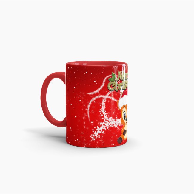 Tasse Weihnachten Innen und Henkel Rot