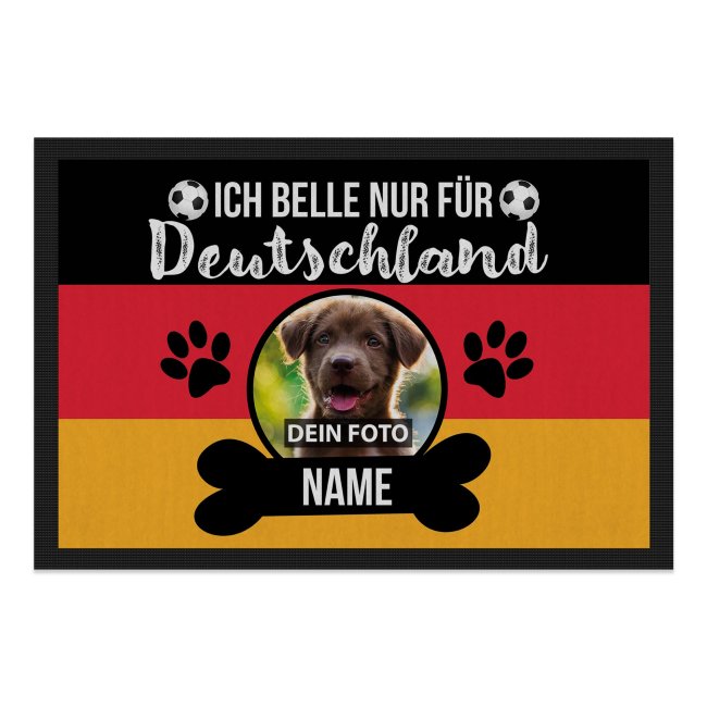 Fu&szlig;matte mit Foto und Name - Ich belle nur f&uuml;r Deutschland - 60 x40 cm