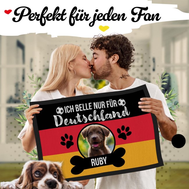 Fu&szlig;matte mit Foto und Name - Ich belle nur f&uuml;r Deutschland - 60 x40 cm