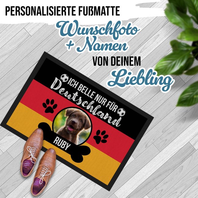 Fu&szlig;matte mit Foto und Name - Ich belle nur f&uuml;r Deutschland - 60 x40 cm