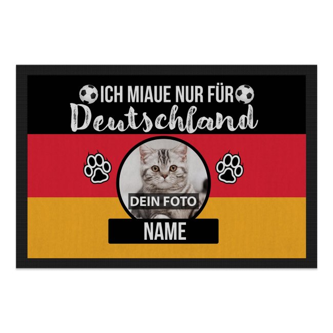 Fu&szlig;matte mit Foto und Name - Ich miaue nur f&uuml;r Deutschland - 60 x40 cm
