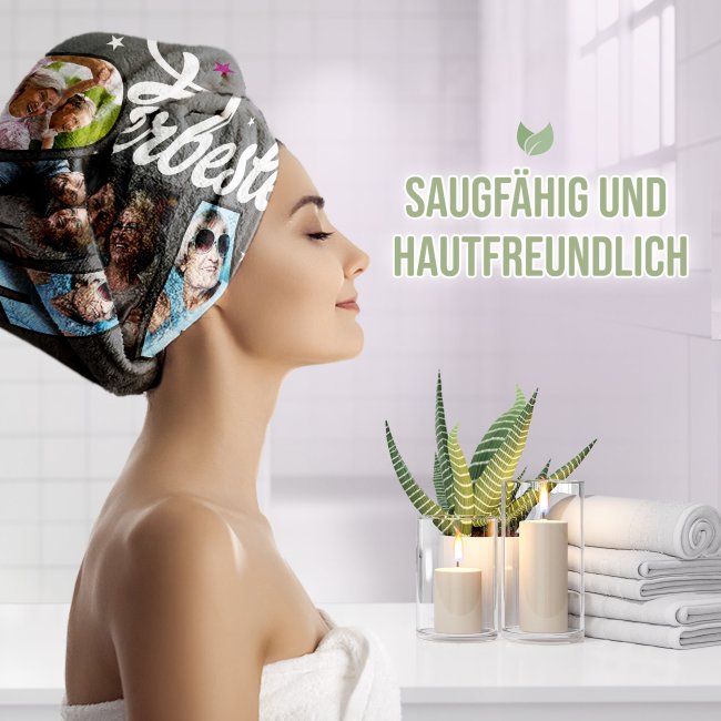 Handtuch - Allerbeste Oma - mit 3 Fotos - 100 x 50 cm