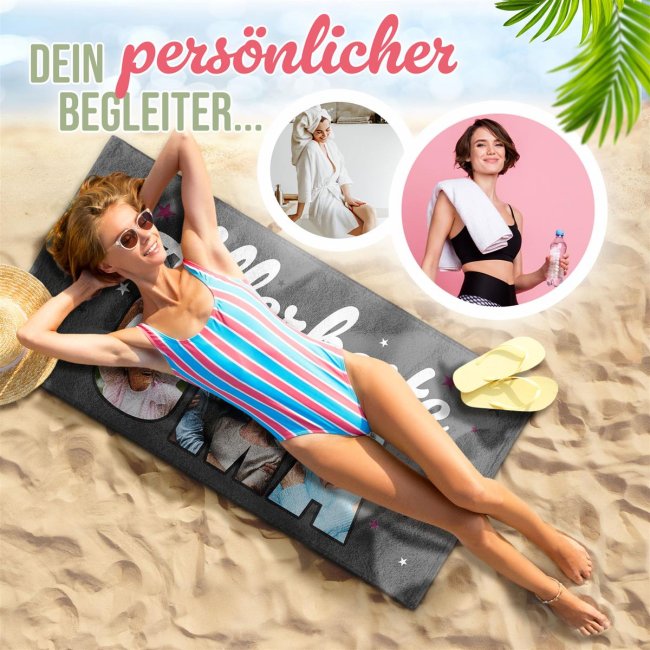 Handtuch - Allerbeste Oma - mit 3 Fotos - 100 x 50 cm