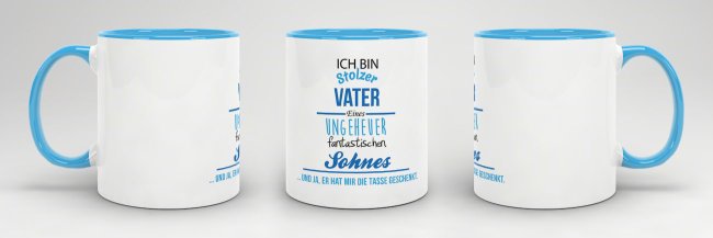 Tasse Stolzer Vater - Innen &amp; Henkel Blau