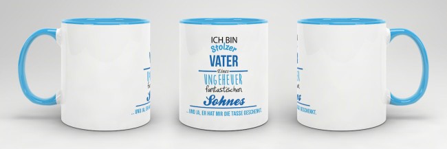 Tasse Stolzer Vater - Innen & Henkel Blau