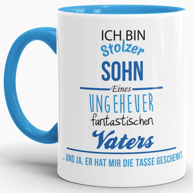 Tasse Stolzer Sohn - Innen & Henkel Hellblau