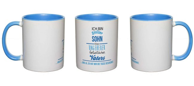 Tasse Stolzer Sohn - Innen & Henkel Hellblau