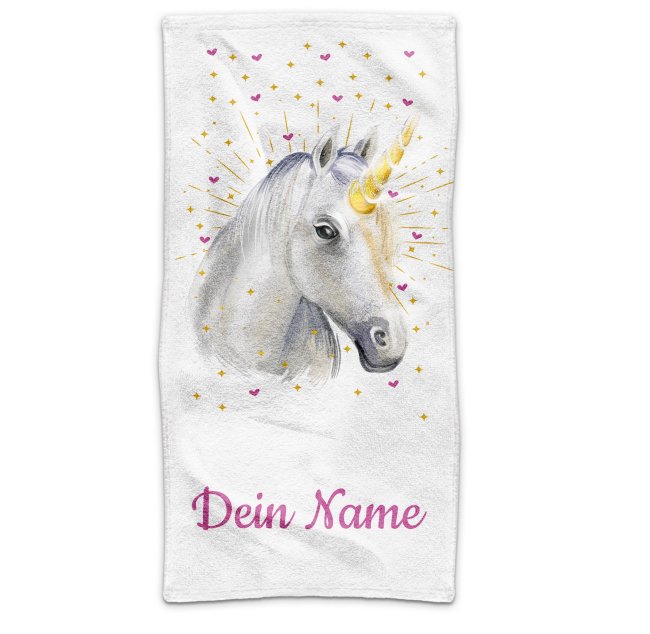 Kinder-Handtuch - Einhorn - mit Name - 100 x 50 cm