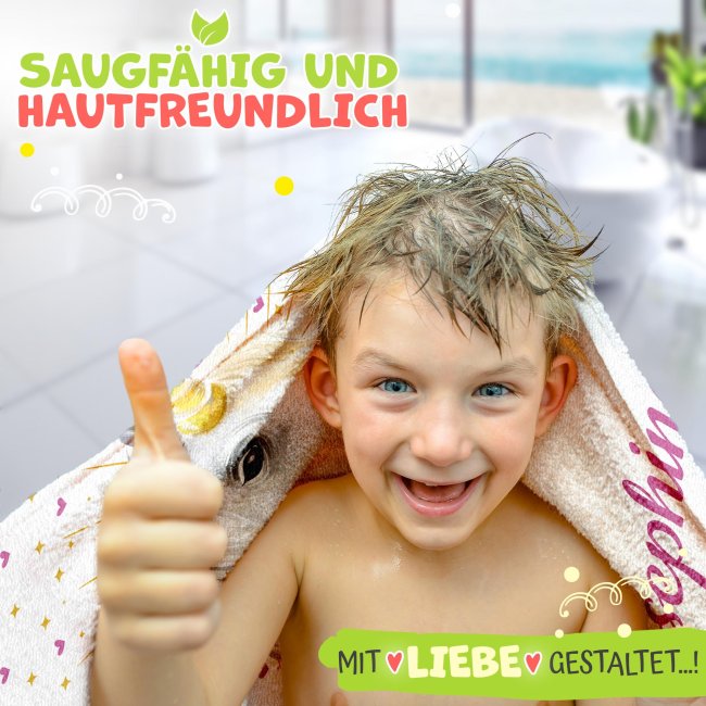Kinder-Handtuch - Einhorn - mit Name - 100 x 50 cm