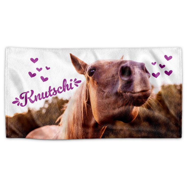 Kinder Handtuch mit Pferdemotiv - Knutschi - 2 Gr&ouml;&szlig;en