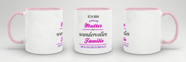 Tasse Stolze Mutter - Innen &amp; Henkel Rosa