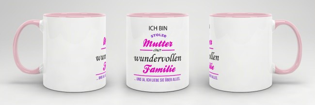 Tasse Stolze Mutter - Innen & Henkel Rosa