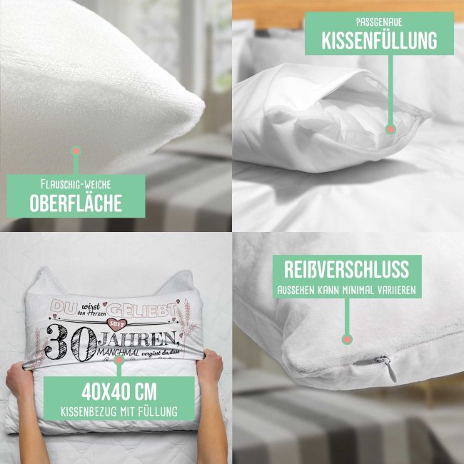 Kissen mit Spruch zum 16. Geburtstag - mit Wunschtext - Wei&szlig; Flauschig