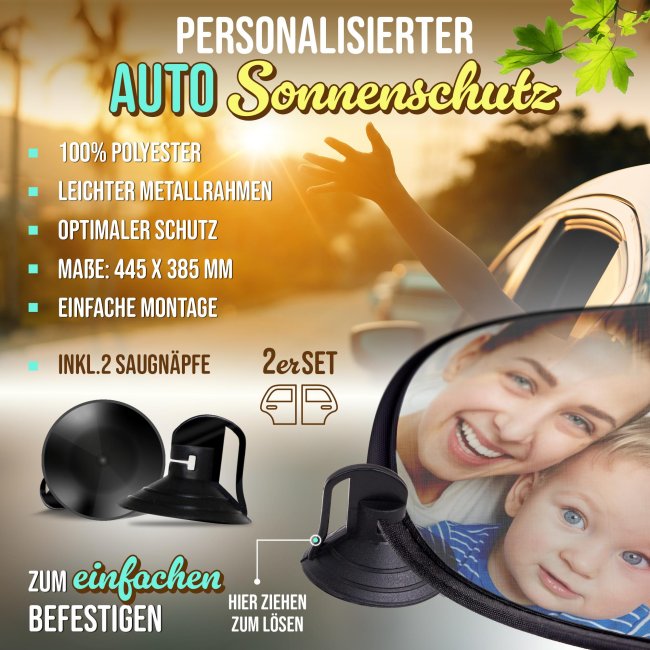 Auto-Sonnenschutz selbst gestalten mit Foto und/oder Name - 2er-Set