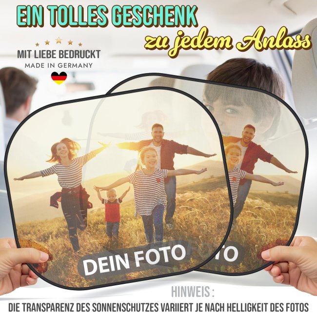 Auto-Sonnenschutz selbst gestalten mit Foto und/oder Name - 2er-Set