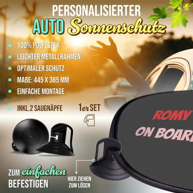 Auto-Sonnenschutz selbst gestalten mit Wunschtext - Einzeln