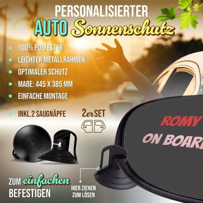 Auto-Sonnenschutz selbst gestalten mit Wunschtext - 2er-Set