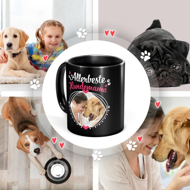 Schwarze Tasse - Allerbeste Hundemama - mit Foto