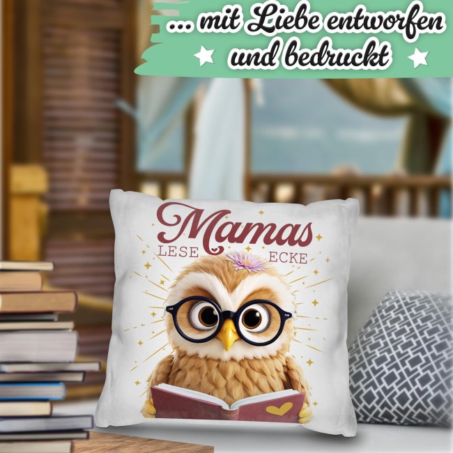 Kissen - Mamas Leseecke - Eule - in 3 Farben