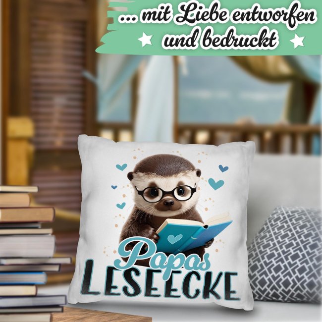 Kissen - Papas Leseecke - Otter - in 4 Farben