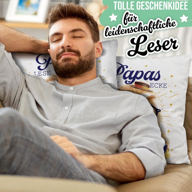 Kissen - Papas Leseecke - Eule - in 3 Farben