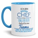 Tasse Stolzer Chef - Keramik Innen & Henkel Hellblau