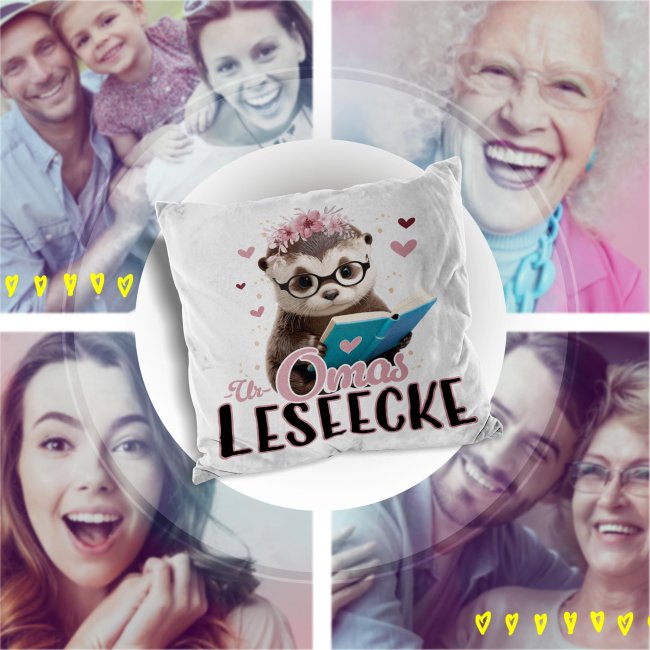 Kissen - Uromas Leseecke - Otter - in 3 Farben