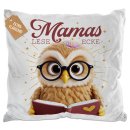 Kissen - Mamas Leseecke - Eule - Wei&szlig; Flauschig