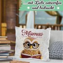 Kissen - Mamas Leseecke - Eule - Wei&szlig; Flauschig