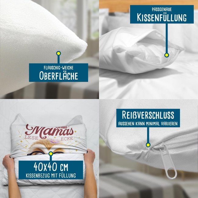 Kissen - Bonusmamas Leseecke - Eule - Wei&szlig; Flauschig