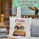 Kissen - Uromas Leseecke - Eule - Wei&szlig; Flauschig